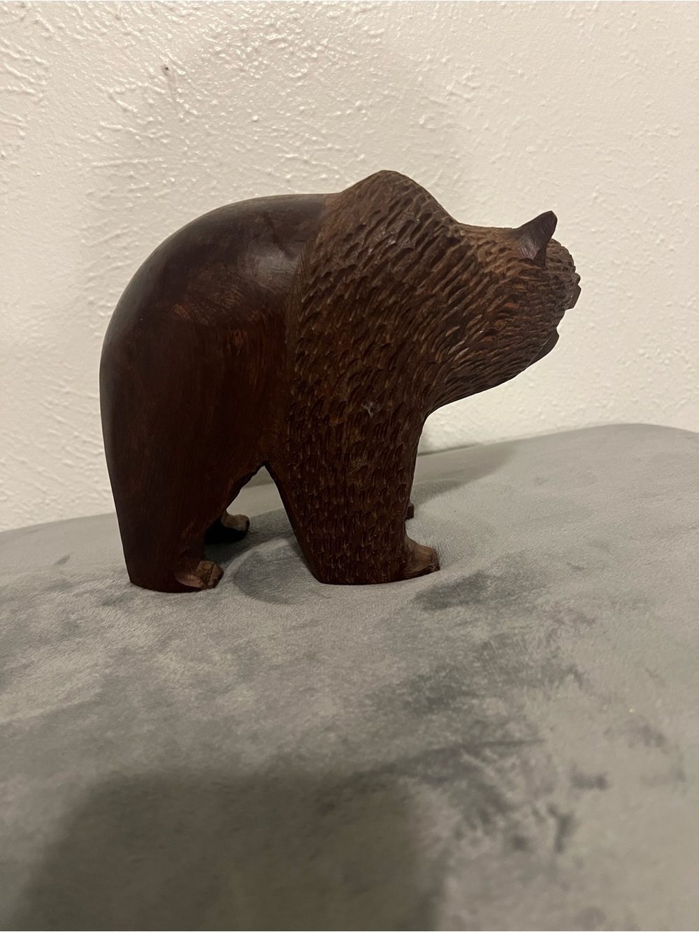 Hand-Carved Wooden Bear Sculpture - Brown - Picture 5 of 8